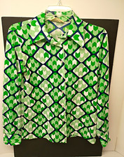 Women s VTG 70s Geometric Button-Up Shirt Col...