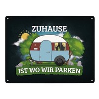 Zuhause Ist Wo Wir Parken Metallschild XXL Mit Camping Motiv Schild