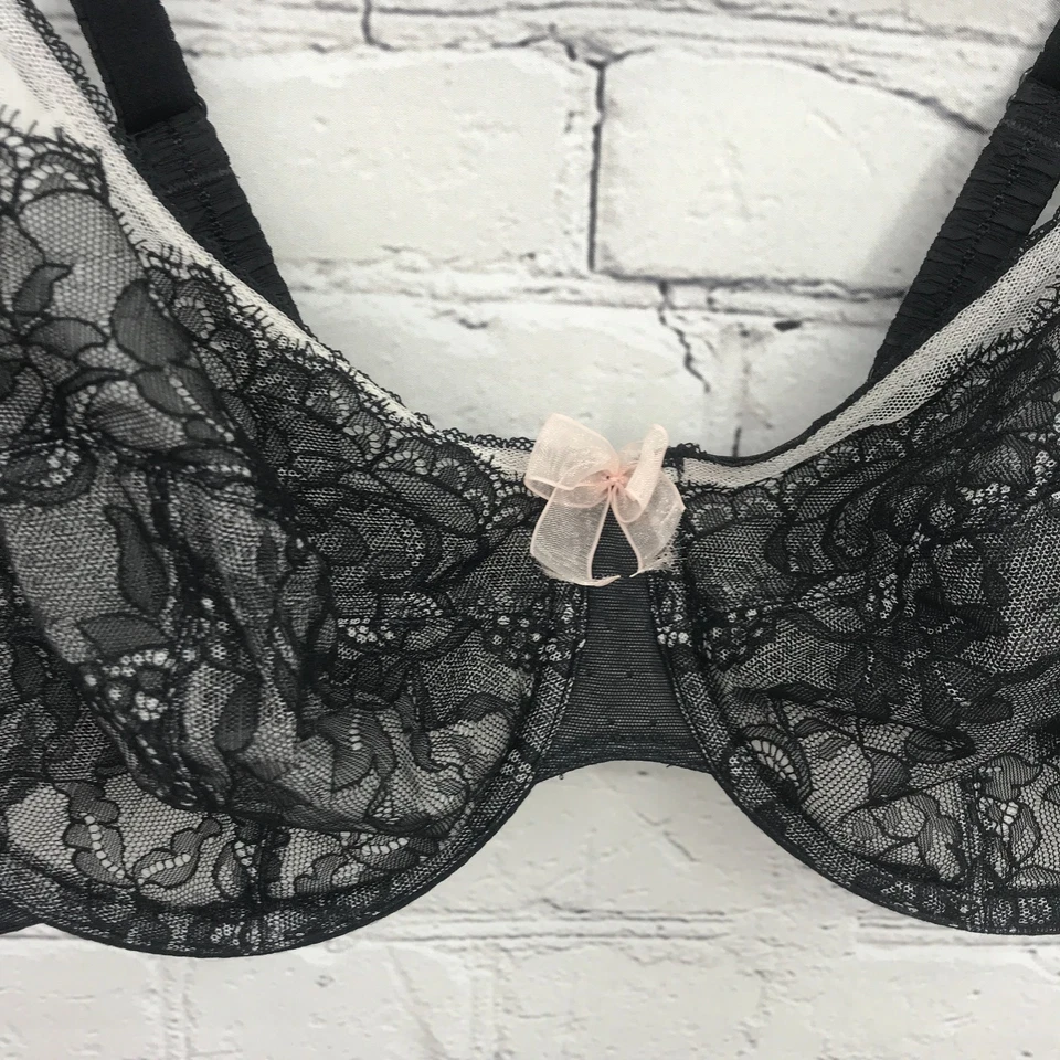 Sujetador Wacoal Mujer 38DD Balconette Retro Chic Figura Completa Con Aros 851186 Negro Foto 4 de 4