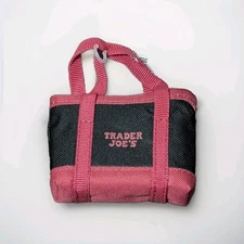 Vintage Trader Joe's 2 BAGS IN 1  (Black w/ Red Trim) MICRO TOTE AND GROCERY BAG