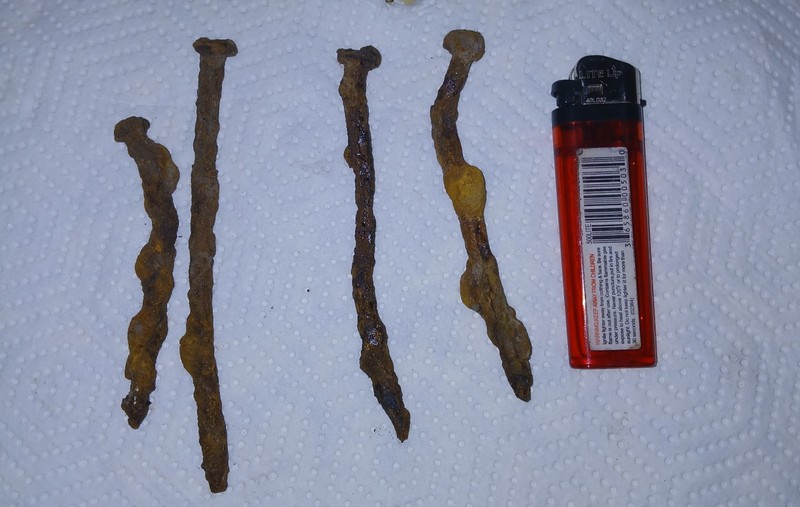 18th Century Escovated Iron Nails Rural Arkansas