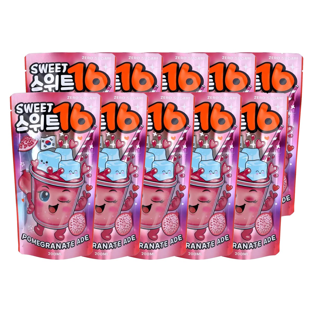 Sweet16 Limón De Granada Bebida Sin Azúcar 200ml Paquete De 10