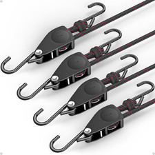 1/4" Rope Tie Downs Ratchet: 4 Pack of Kayak Storage Straps Heavy Duty - Ratc...