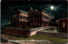 Reading Pa. Pennsylvania Highland House Neversink Mountain Postcard Night View