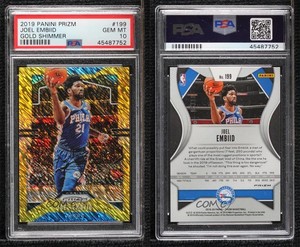 2019-20 Panini Prizm FOTL Gold Shimmer /10 Joel Embiid #199 PSA 10 GEM MT