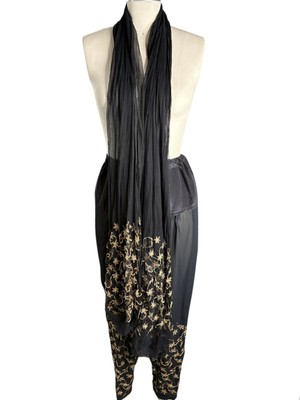 Belly Dance Harem Gold Thread Embroidered Pants & Silk Scarf