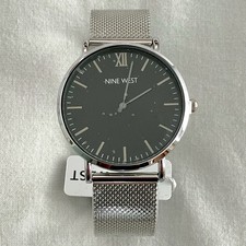 Nine West Mens Asher 31mm Japanese Movement Quartz Watch Metal Mesh Band