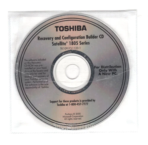 Toshiba Recovery & Configuration Builder CD Satellite 1805 Series