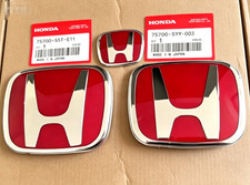 3pcs Front Emblem Rear Steering Red Badge For 2016-2021 Honda Civic Sedan Si Se 3pcs Front Emblem Rear Steering Red Badge For 2016-2021 Honda Civic Sedan Si Se