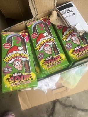 6 Pcs Warheads Giant Sour Candy Cane Sour Watermelon 1.76 oz