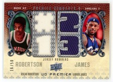 2008-09 Upper Deck Premier Oscar Robertson Lebron James Quad Patch Kersey #16/50