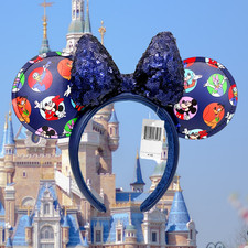 Navy Blue BNWT Disney Parks Mouse Ear Mickey and Friends Sequined Bow Headband
