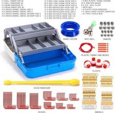 250* Extreme Value Tackle Box Tackle Kit Hooks,Rigs,Sinkers Freshwater Fishing