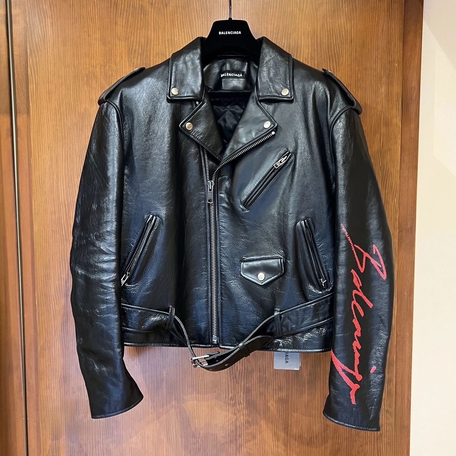 Balenciaga — Balenciaga Vintage Painted Leather Biker Jacket