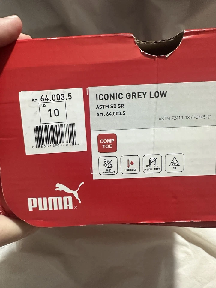 PUMA Iconic Suede Grey Low Women's Size 10 Composite Toe SD Work Safety Shoes - Image 2 of 4