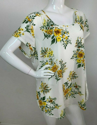 New Women's Ivory Multi/C Floral Cap Sleeve Blouse Shirt Top Boho Plus 3X NWT
