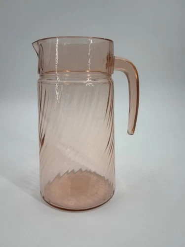Vintage Depression Glass Pink Swirl Pitcher Arcoroc Rosaline