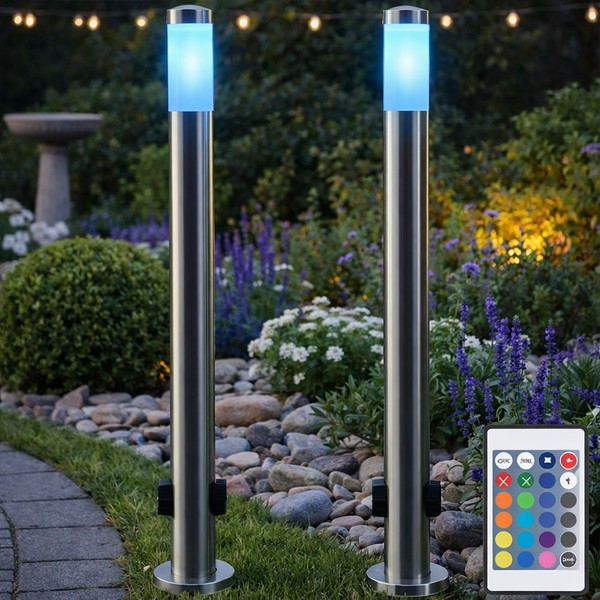 Stehleuchte AußEn Wegelampe Steckdosen Fernbedienung Dimmbar Rgb Led 2Er Set-image