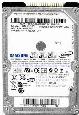Samsung SpinPoint M60 HM120JC HM120IC 120GB 5400RPM 2,5'' IDE PATA HDD
