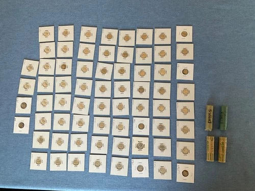 268 - 90% Silver 1948-1964 Roosevelt Dimes Rolls and on Cards