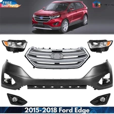 Front Bumper Cover Fascia & Grille Assembly Kit For 2015-2018 Ford Edge