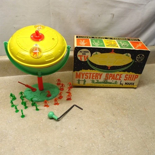 Vintage Original Marx Mystery Space Ship Set + Box, Gryo-Powered Toy