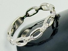 NEW 925 Sterling Silver Link Chain Eternity Band Ring Polished Open Link Design