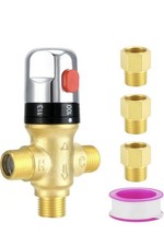Thermostatic Mixing Valve Brass 1/2 NPT Shower Temperature Control Water Valve