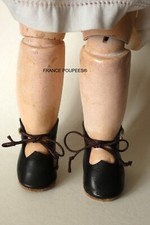 Chaussures en cuir  4.7cm pour petite poupée ancienne Française Allemande XIXème