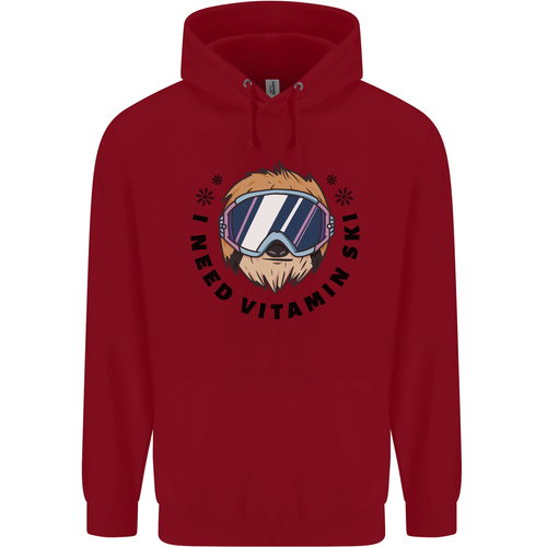 Vitamin Ski Funny Skiing Sloth Childrens Kids Hoodie - Picture 2 of 68