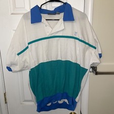 Vintage 90s Playboy Logo White Polo Shirt With V-shaped Striped Stripe Shirt
