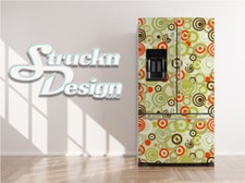 Circle Pattern Red Gray Green Fridge Freezer Wrap Side Door Vinyl Decal