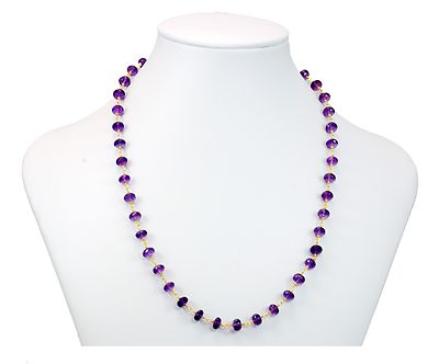Lila Amethyst AAA Halskette natürlich groß facettiert 14k Gold gefüllt 24 Zoll Kette