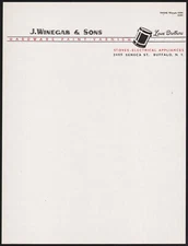 Vintage letterhead J WINEGAR and SONS Hardware Paint Stoves Lowe Bros Buffalo NY