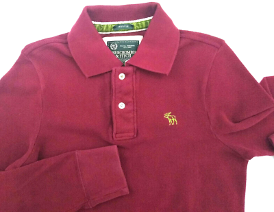 Abercrombe & Fitch Muscle Polo Shirt Small Burgundy Red 100 