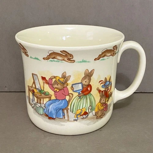Royal Doulton England Bunnykins Child's Cup or Mug w/ Handle ~ Trying On Hats