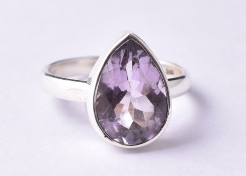 Bague Signet En Argent 925 Sertie D'une Améthyste Triangle Naturelle - Fait Main, Personnalisable, Neuf