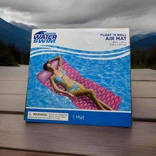 Open Water Swim Flat and Roll Air Mat 86" x 33" Pink New Pool Lake Float NIB