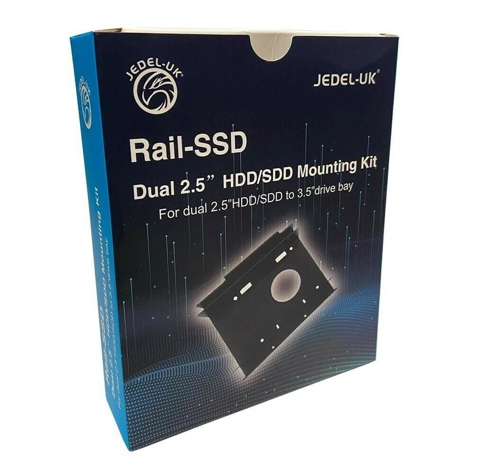 SSD RAIL Dual 2.5" to 3.5" SSD to HDD Adaptor Hard Drive Bay Mount Bracket Kit - Image 2 of 4