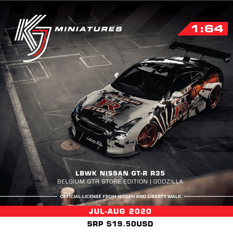 KJ Miniatures 1:64 Model Car Nissan LBWK GT-R R35 Alloy Die-Cast Vehicle