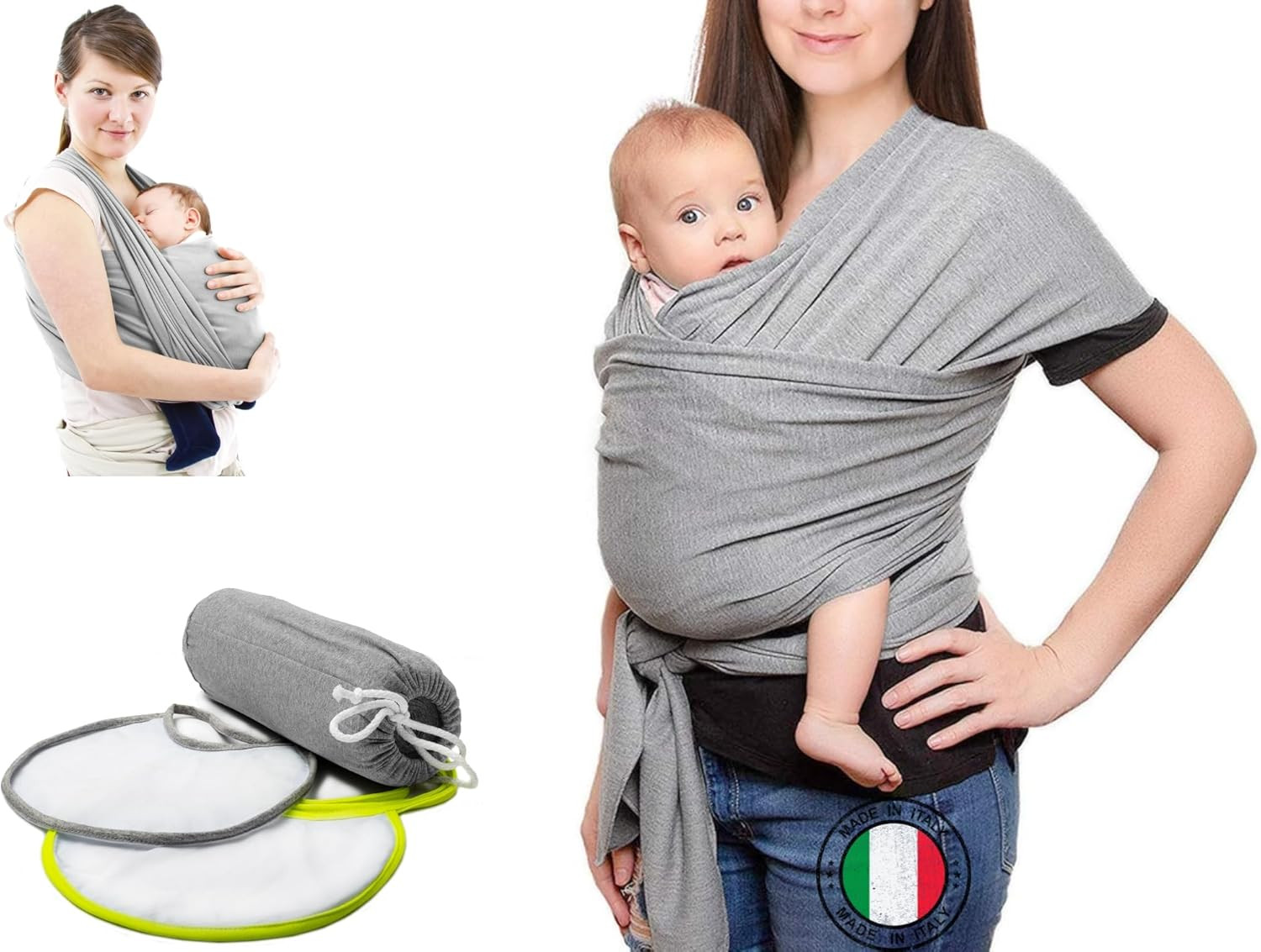 Fular Portabebe, Con 2 BABEROS INCLUIDOS, Algodón Orgánico, Mochila Portabebes