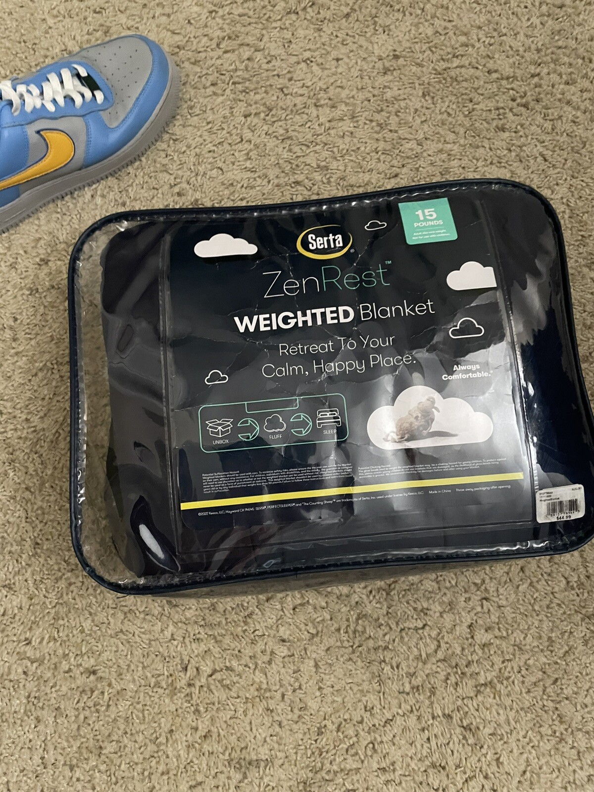 Serta 15 lbs King Size Navy Weighted Blanket for Deep Sleep & Relaxation-image