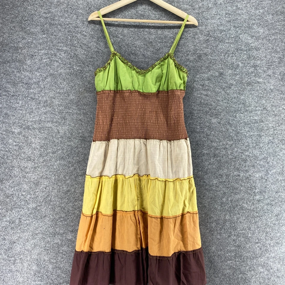 Vestido Spenser Jeremy Mujer 4 Marrón Rayas Cambio Midi Cuello en V Forrado Sin Mangas Foto 3 de 4