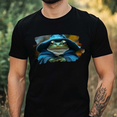 Mens Frog Wizard Motif Cotton T-Shirt Size XS to 5XL