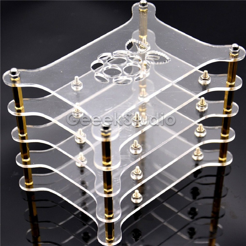 Raspberry Pi Acrylic Cluster Case 4 layer with Logo for Raspberry Pi 4 / 3 / 2B