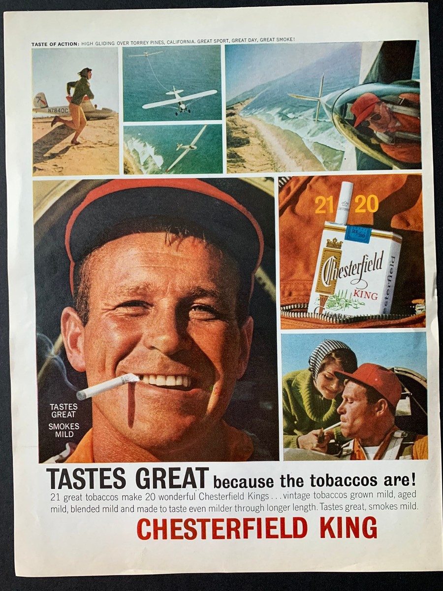 chesterfield kings cigarettes Vintage 1963 Chesterfield King Cigarettes Ad