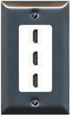 RiteAV 3 Port HD 2.0 Decorative Wall Plate 1 Gang [Brushed-Nickel/White]