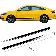 Black Vinyl Sport Racing Stripe Graphic Sticker Car Body Side Skirt Door Decal