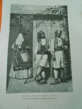 Gravure 19èm - Paysans de la Huerta et Cigarrera de Valence