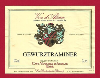 ALS42 Etikett VIN D'ALSACE GEWÜRZTRAMINER CAVE COOP. VITIC. D'INGERSHEIM 37,5